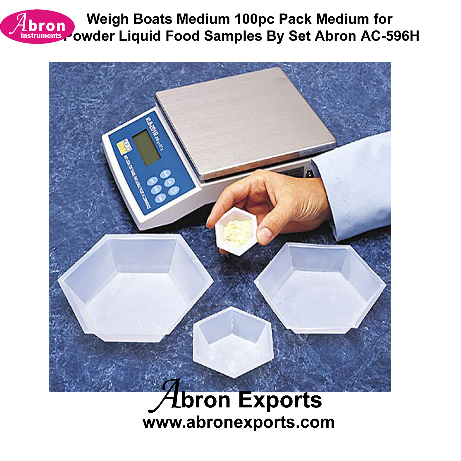 Weigh Boats Medium 100 pc Pack Medium For Powder Liquid Food Samples By Set Abron AC-596H 